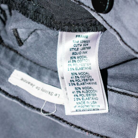 FRAME Denim Le Skinny de Jeanne Jeans in Gray Squid ink Women's size 24 - Picture 7 of 9